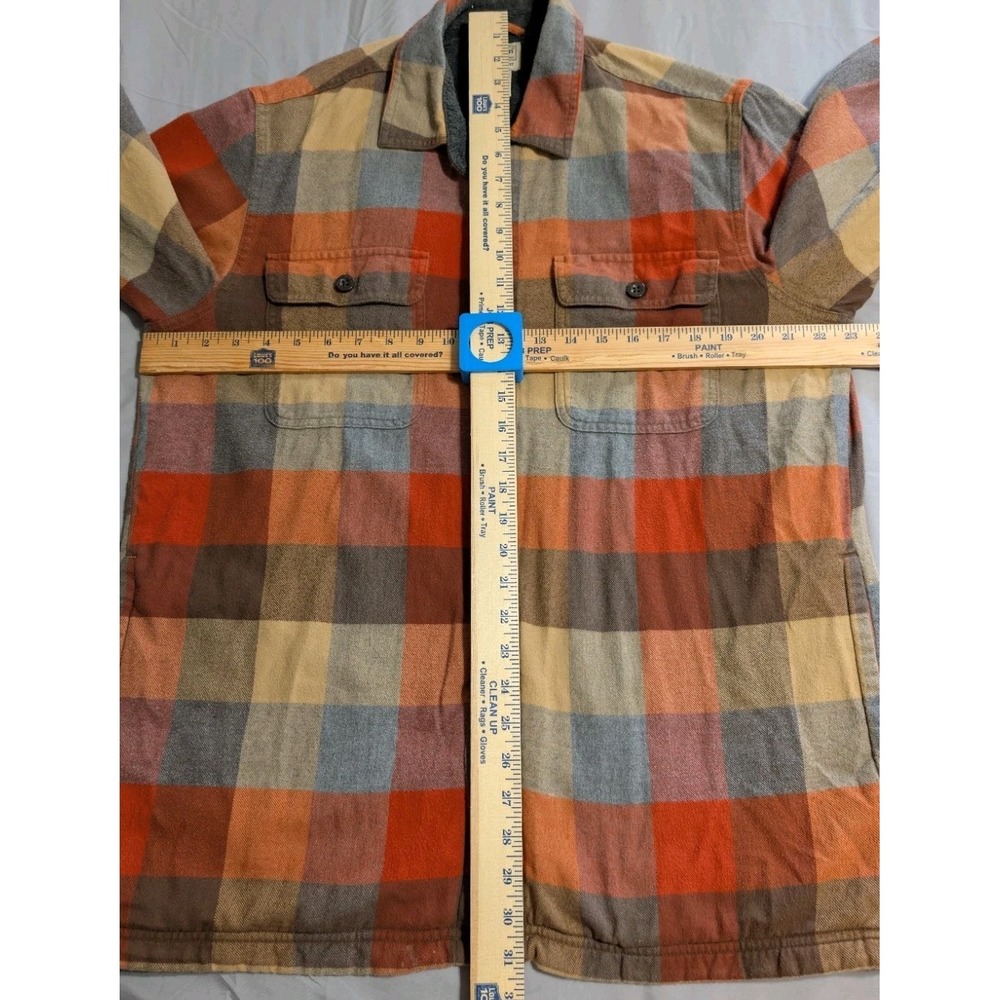LL Bean Fleece Lined Flannel Shirt Jacket Mens M Plaid Chamois - Picture 5 of 7